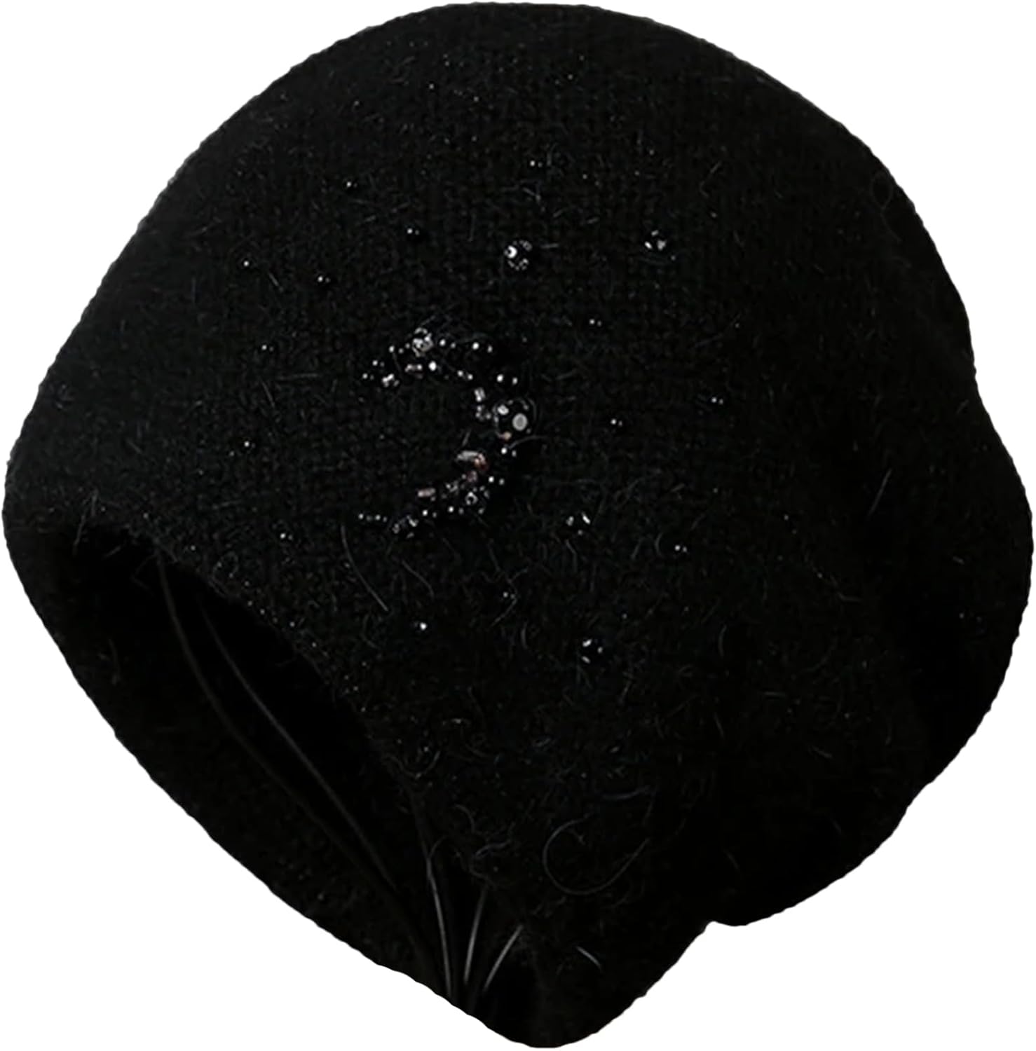 Women's Stylish Rhinestone Pearls Beanie Hat Winter Warm Soft Knit Cap Outdoors Cold Weather Skiing Cycling Skullies Caps
