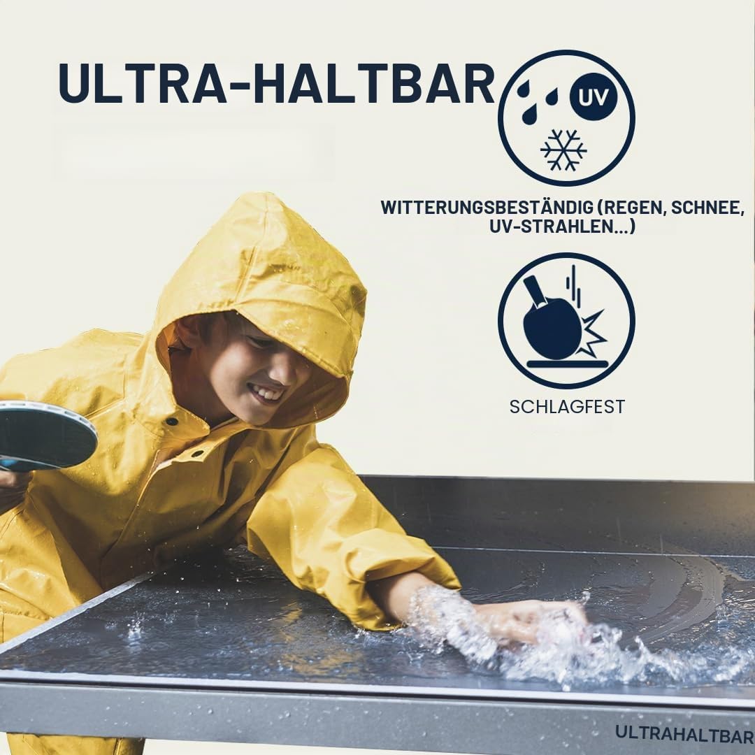 Cornilleau 300x - Outdoor Tischtennisplatte - Klappbar - Einfach zu bedienen - 5 mm Melaminharzplatte - TÜV geprüft-Tischtennistisch für draußen - Turniermaße - Grau oder Blau