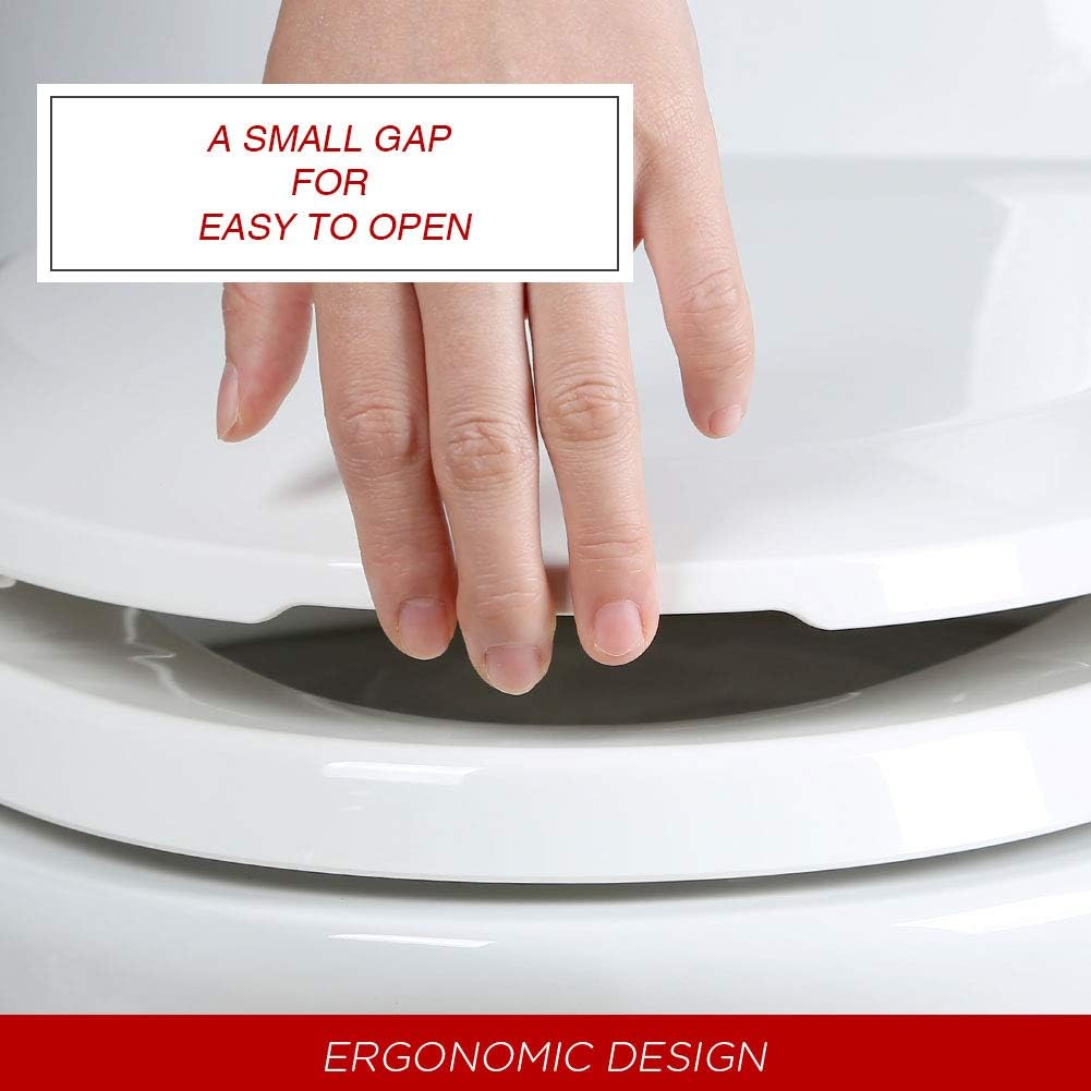 White Elongated Soft Close Plastic Toilet Seat with Cover
