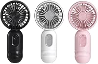 Vista 1 de Mini Portable Fan 3 Pack, Cute Handheld Battery Operated Lightweight Small Personal Fans with 3 Speeds and USB Rechargeable Eyelash Fan for Stylish