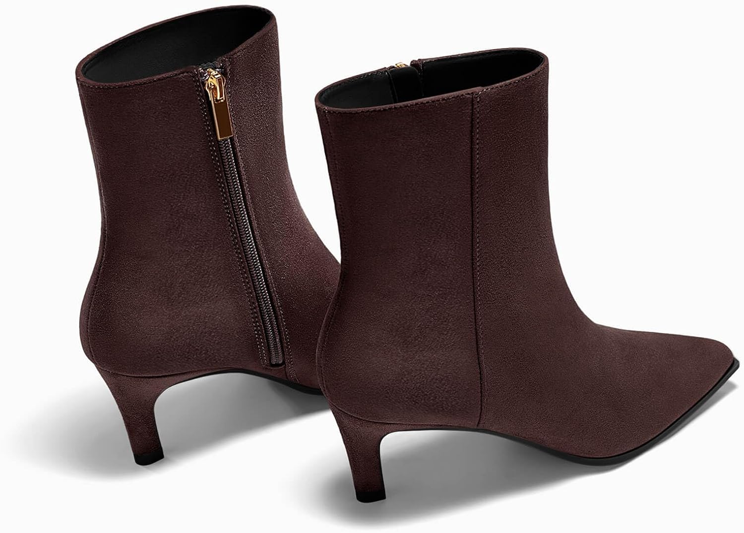 Coutgo Ankle Boots for Women Kitten Low Heel Pointed Toe Booties Side Zipper Fall Shoes - Image 6