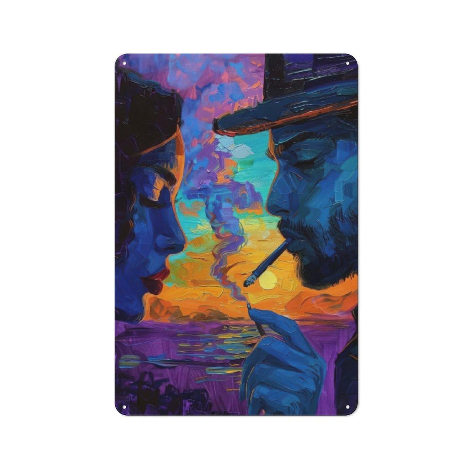 Sunset Smoke Understated Metal Wall Decor 30x20cm, Decorative Metal Sign for Workspace, Cafe, Shop Or Desk Area