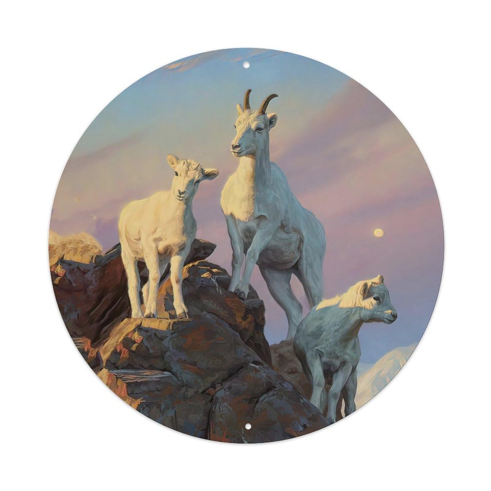 Mountain Goat Watercolor Wildlife Portrait Metal Tin Sign