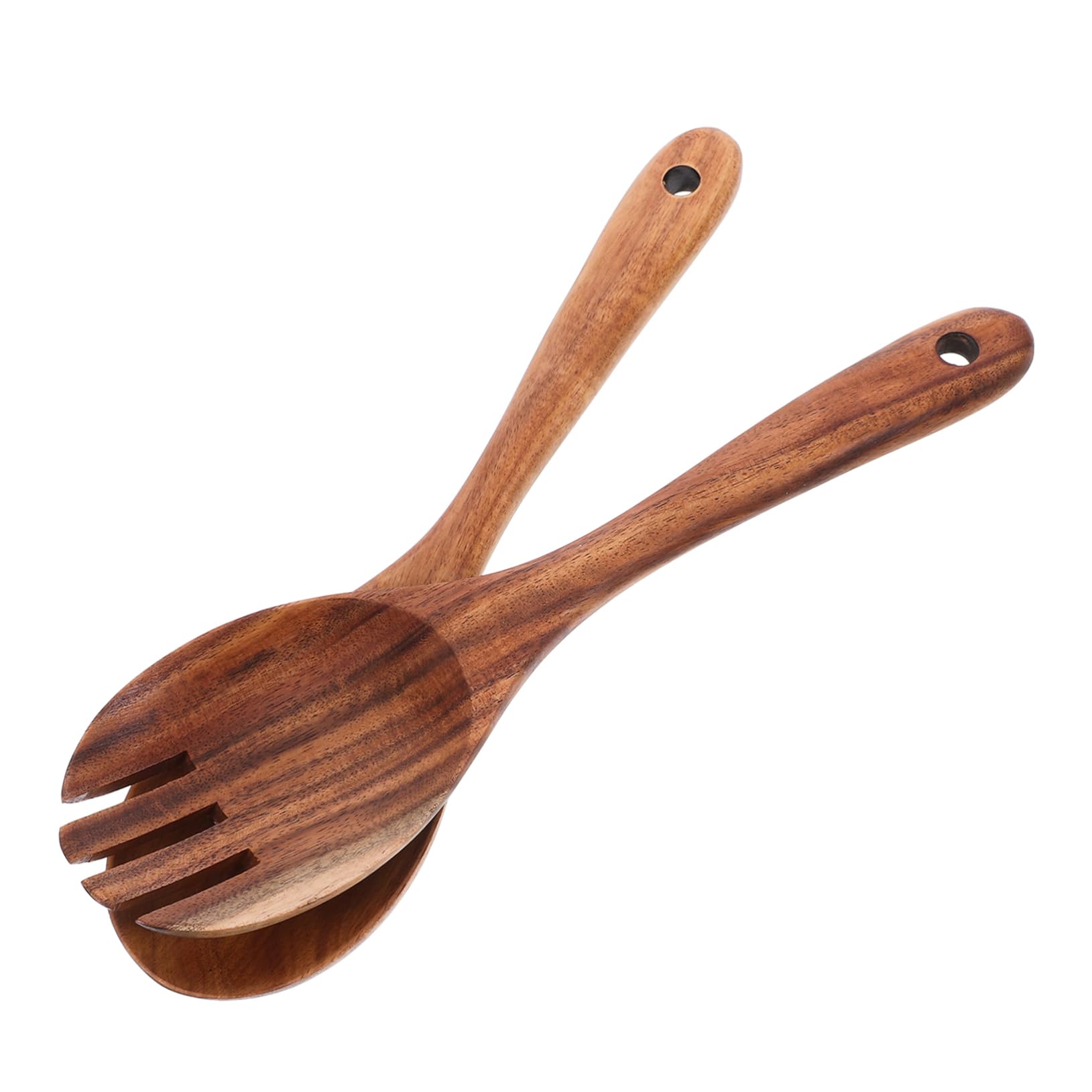 LALADEFIEE Elegant Wooden Salad Mixing Utensils Fork Spoon Set Acacia Wood Long Handle Easy to Clean Safe for Kitchen
