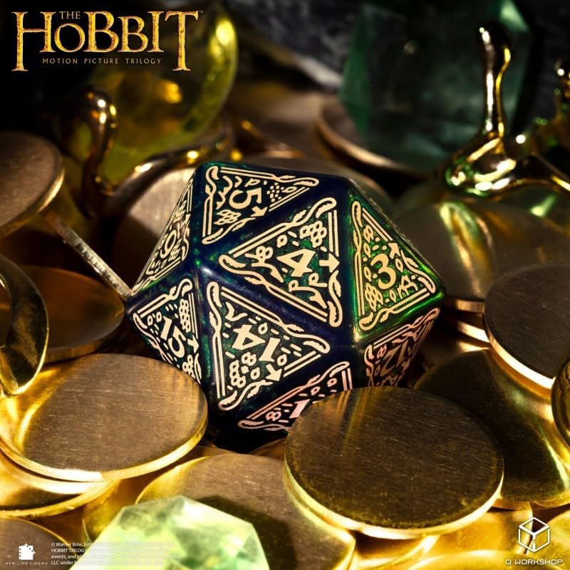 The Hobbit Jumbo Spindown D20 Tideborn Die by Q-Workshop | Large Middle-Earth Inspired, Premium Engraved Map Design | Easy-Read Numbers | Durable Gaming Dice for TCGs, RPGs & Tabletop Play image 5