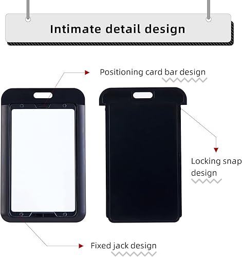 Miniatura 3 de Paquete de 2 fundas deslizantes de plástico duro para tarjetas de identificación para oficina, escuela, fábrica, tarjetas de crédito de