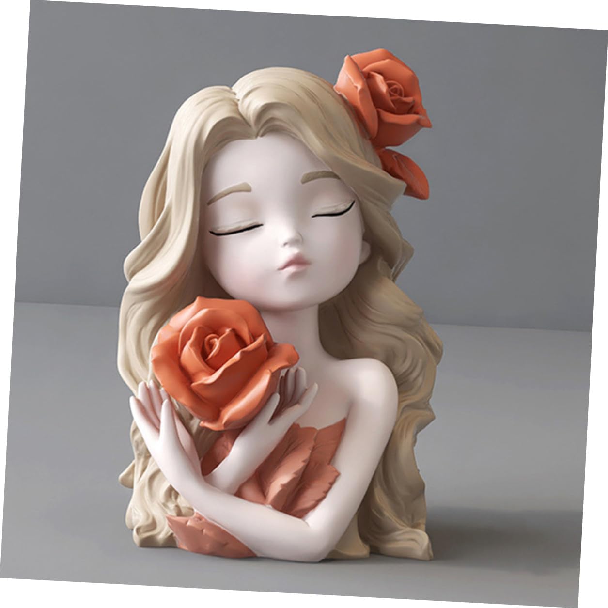 Yardwe Cute Girl Money Saving Jar Coin Bank and Adults, Orange Resin Compact Cash Container Ornament for Home Decor and Travel Savings