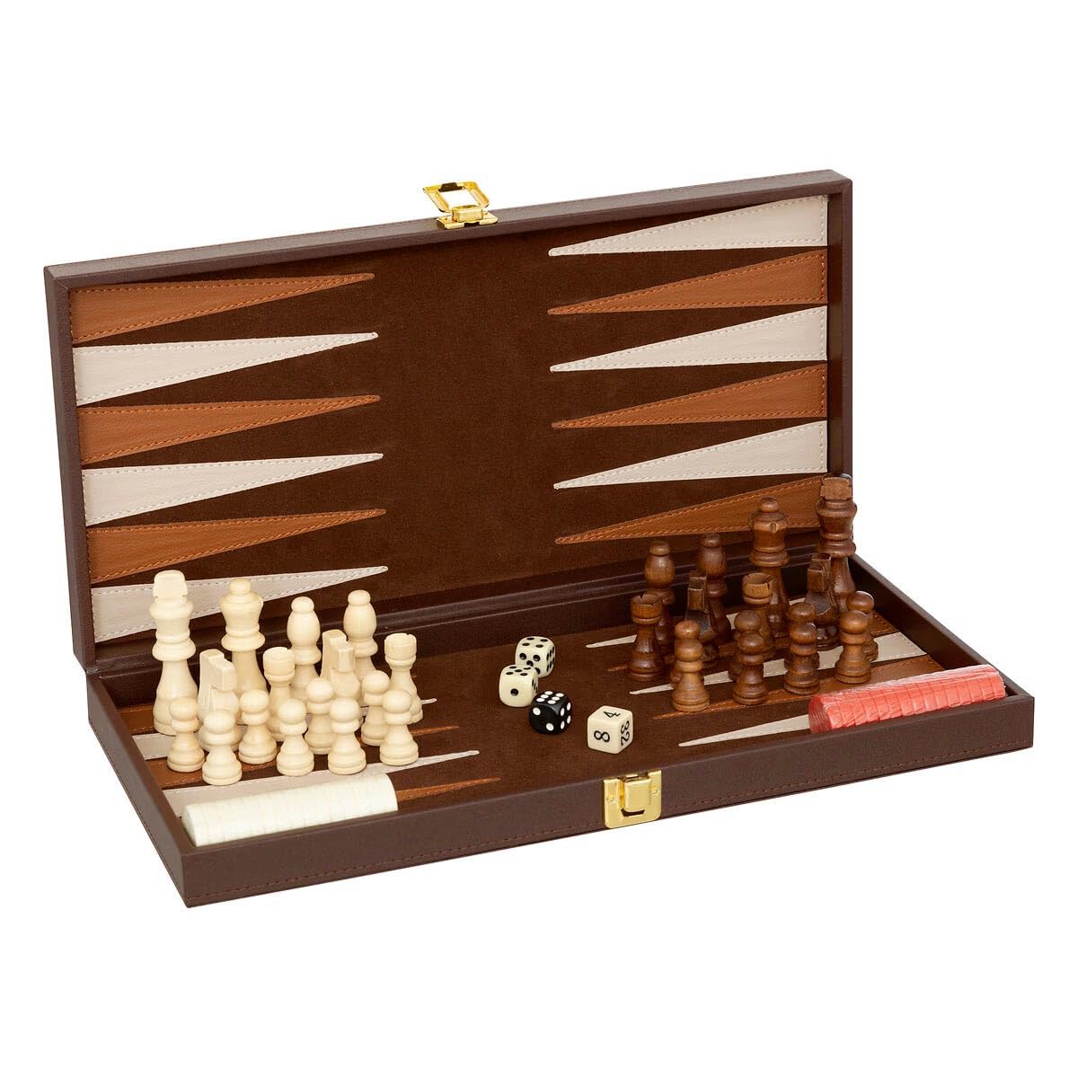 Atmosphera Créateur d'intérieur - Jeu de Backgammon & d'Échec Jule 40cm Marron