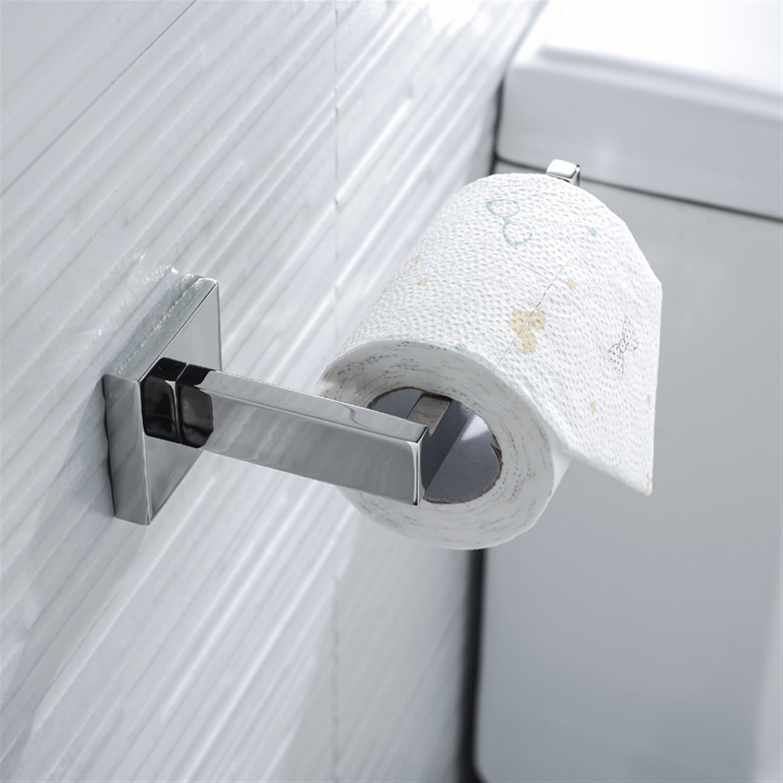 Stały uchwyt na papier toaletowy, Stainless Steel Wall Mounted Toilet Paper Holder for Bathroom and Kitchen(1 Pcs)