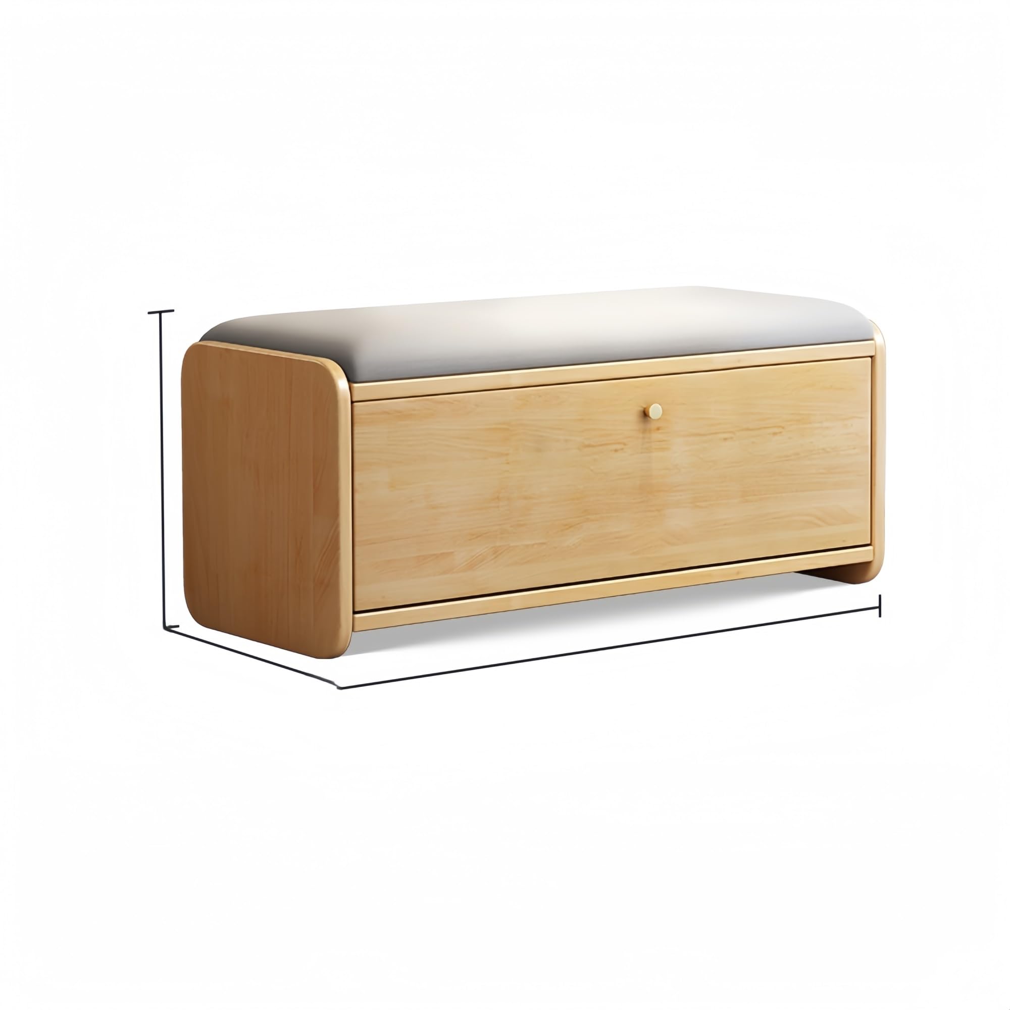 LWJSOCP Modern Solid Wood Shoe Rack Cabinet with Cushioned Ottoman Entryway Bench & Storage Shelf Round CornerAvailable in 4 Colors 31.5in Long.