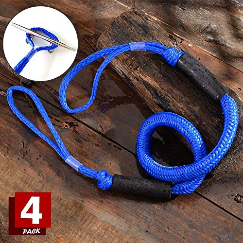 Miniatura 8 de Bungee Dock Line Cuerda De Amarre Para Barco Línea De Muelle Del Barco Cuerda De Navegación Muelle Cuerda Barco Elástico Accesorio De Barco 4 Piezas Azul