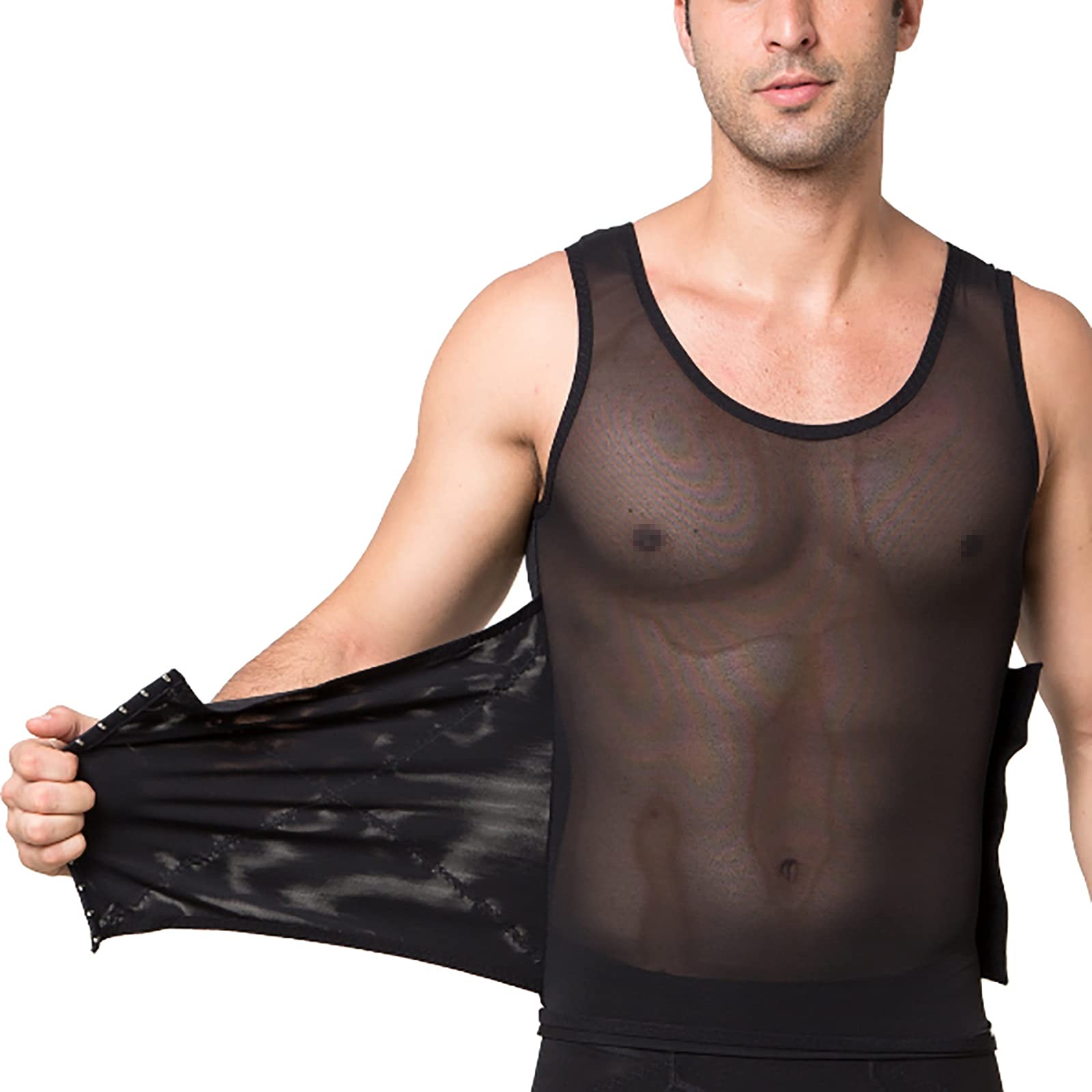 Mannen Verberg Borsten en Bier Buik Afslankvest Lichaamsvormer Taille Trainer Shapewear Compressie Shirt (Color : White, Size : XL