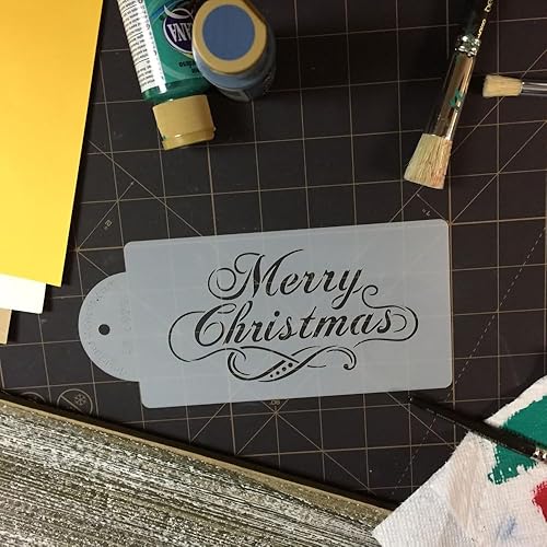 Miniatura 3 de Designer Stencils - Plantilla decorativa para pastel de Navidad, color beigesemitransparente, 3 x 5.5 pulgadas