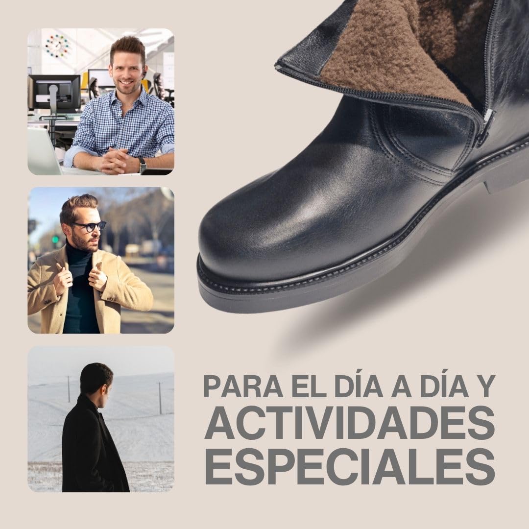 Botas de Piel Corban para Hombre, Zapatos con Forro de Lana, Botines Cómodos para Invierno
