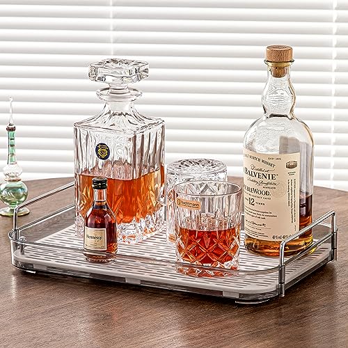 Coffee Bar Accessories Station Organizers Large Capacity Storage with Drain Board Whisky Tray Mug Tea Cup Holder Coffee Bar Organizer Smoky Gray