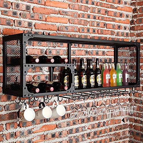 Casier à vin support mural avec rangement industriel à deux couches pour bouteilles