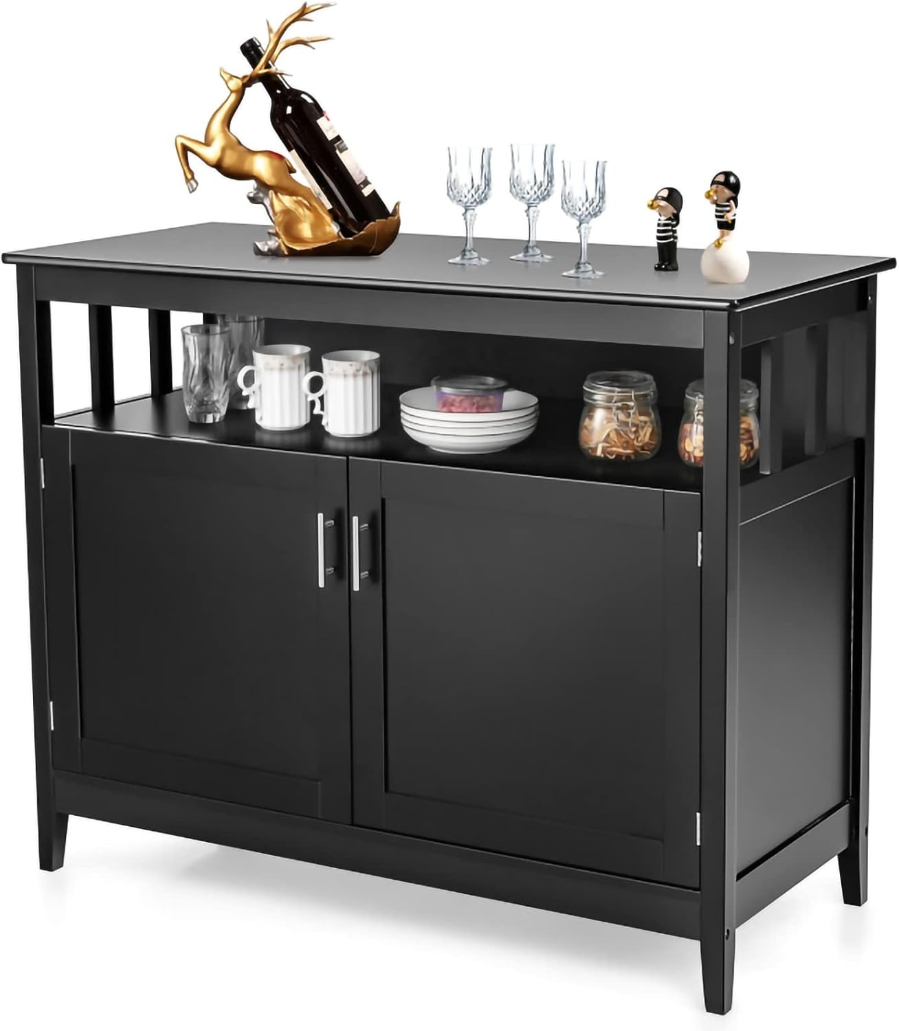 TUOCHUFUN Floor Wooden Storage Organizer with 2