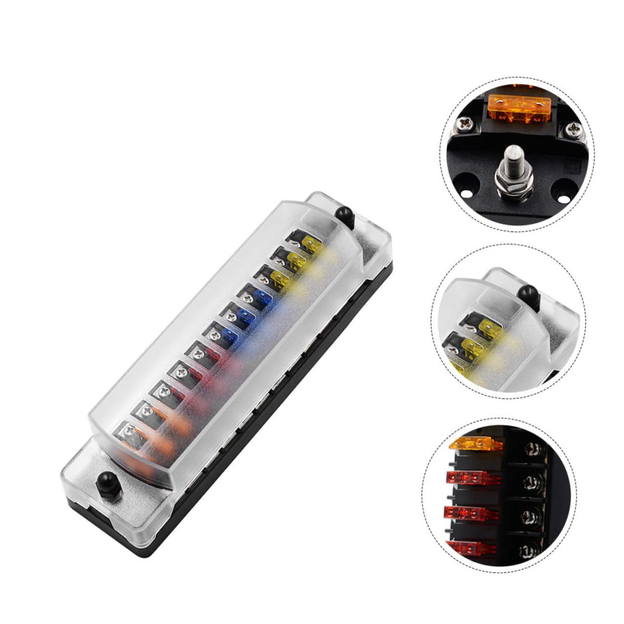 MAGICLULU 1pezzi Scatola Fusibili Per Auto Vie Blocco Fusibili Per Auto Barca Camper Installazione Con Viti Autofilettanti Copertura Trasparente Resistente Alte e Basse Temperature