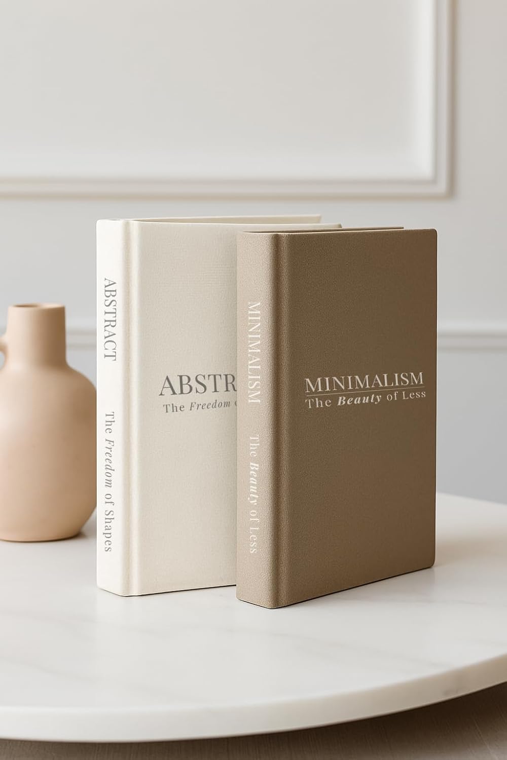 VEOJEIN Aesthetic Decorative Books - Set of 2 Stylish Fake/Faux Book-looking Decor, For Coffee Table, Living Room, Shelf, Office. Hidden Storage Compartment and Hardcover Journal, Abstract/Minimalist