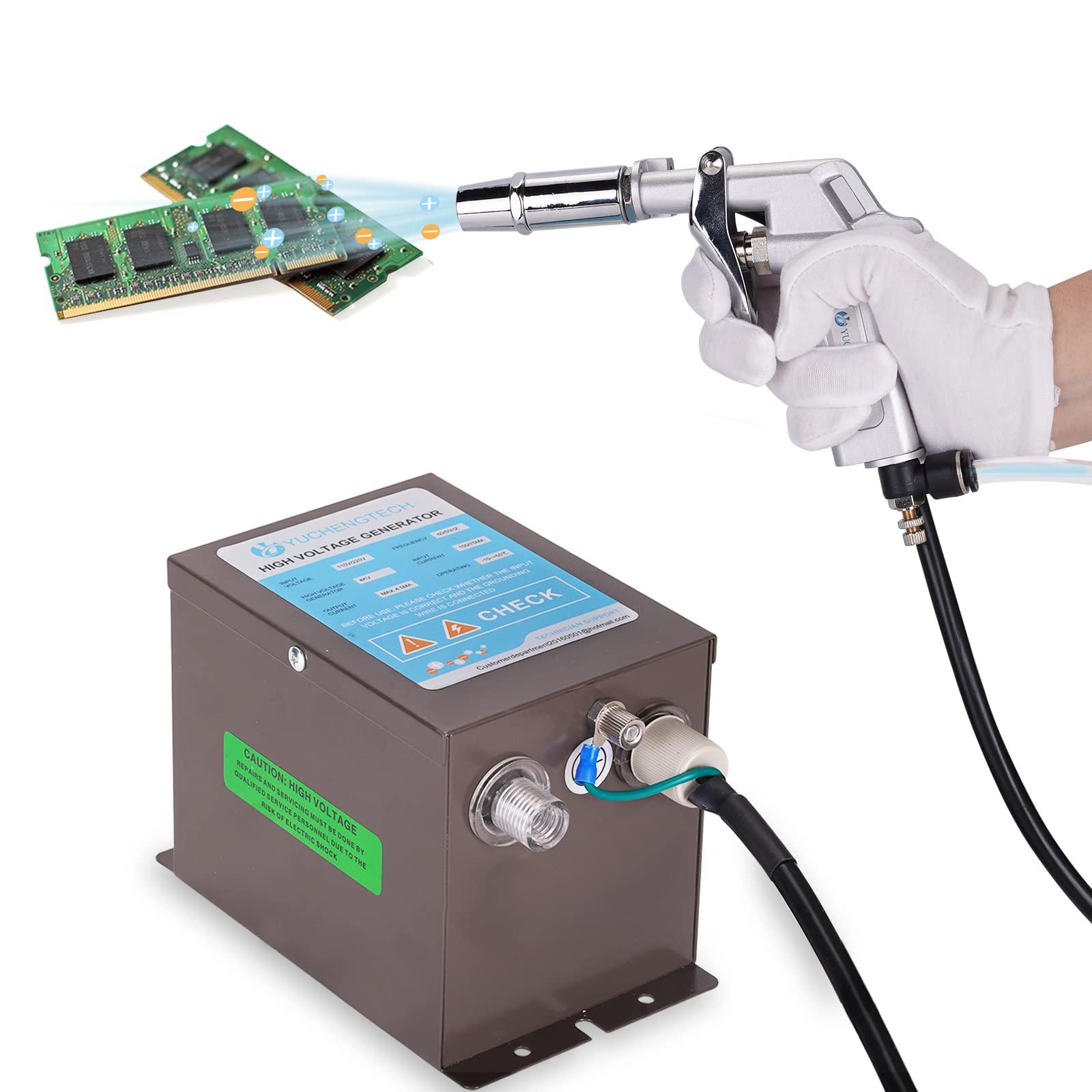 YUCHENGTECH Ionizing Air Gun Anti Static Gun 4.0KV Static Eliminator Ion Balance ±10V for Industrial Static Removal