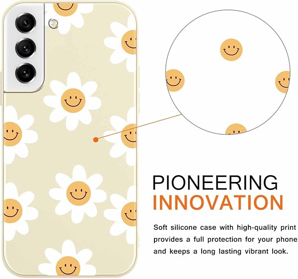 Yoedge 2 pièces Violet Coque pour Samsung Galaxy S21 FE 5G 6,4" Motif de Fleurs et Feuilles Fille Femme Étui, Housse de Protection Antichoc TPU Mignon Aesthetic Design Case pour Samsung S21 FE, Beige - 3