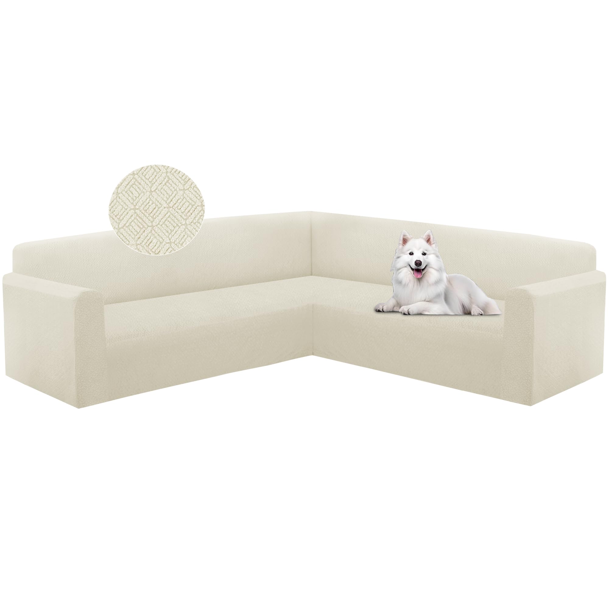 HDCAXKJ Sectional Couch Cover L Shape Stretch Sofa Covers Washable Jacquard Corner Couch Slipcover Non Slip Sectional Slip Cover U Shaped Furniture