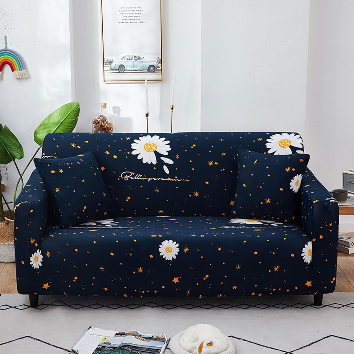 Snqzo R High Stretch Sofa Cove 1 2 3 4 Seate Supe Soft Sofa Slipcove Printed Spandex Couch Cove Universal Fitted Sofa Slipcove Washable Elastic Fabric Furniture (Size:3 Seater(190-230Cm),Color:r)