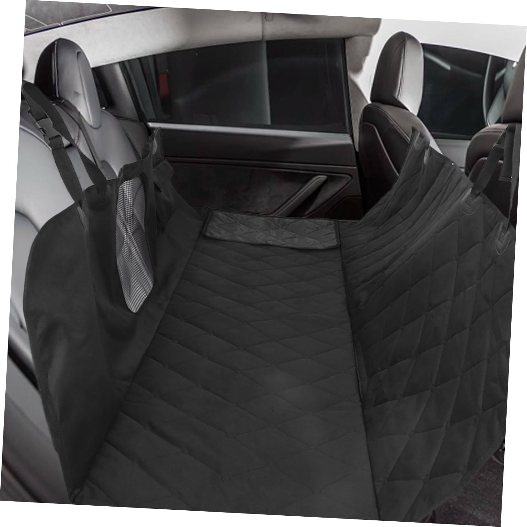 Funda para Asiento Trasero de Coche para Perro, Hamaca Negra Solapas Laterales Plegables, Base Antideslizante Resistente a Arañazos, Protector para SUV y Camiones, Accesorio