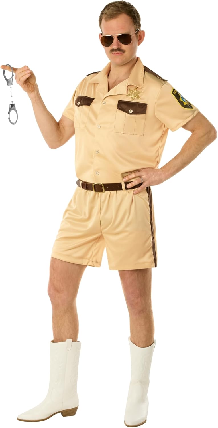 Morph Lieutenant Cop Costume Men 911 Officer Deputy Outfit Brown Tan Police Uniform Sheriff Halloween Costumes For Men - Image 4