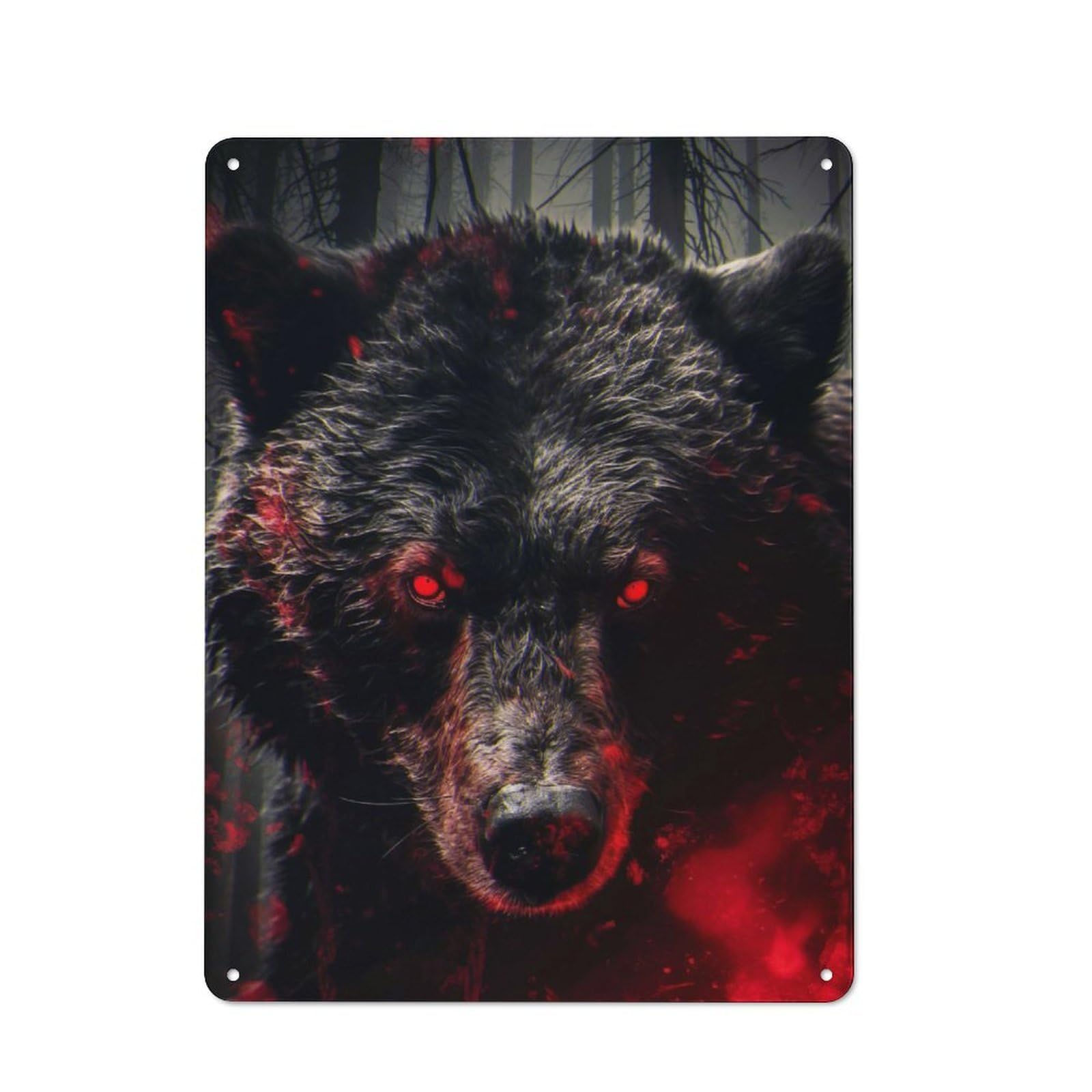Junmoney Angry Bear Industrial Metal Sign 40X30cm, Modern Retro Loft Wall Plaque For Workspace, Cafe, Hallway Or Garage