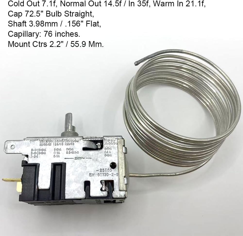800366 Temperature Controler Kit Compatible with True Refrigerator, Refrigerator Thermostat with 76in Coil Sensing, Replaces 077B6806 077B7172 988282