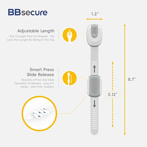 Miniatura 3 de Cerraduras de gabinete a prueba de niños, paquete de 6 cerraduras de gabinete con adhesivo 3M, cerraduras de puerta para seguridad de los niños para