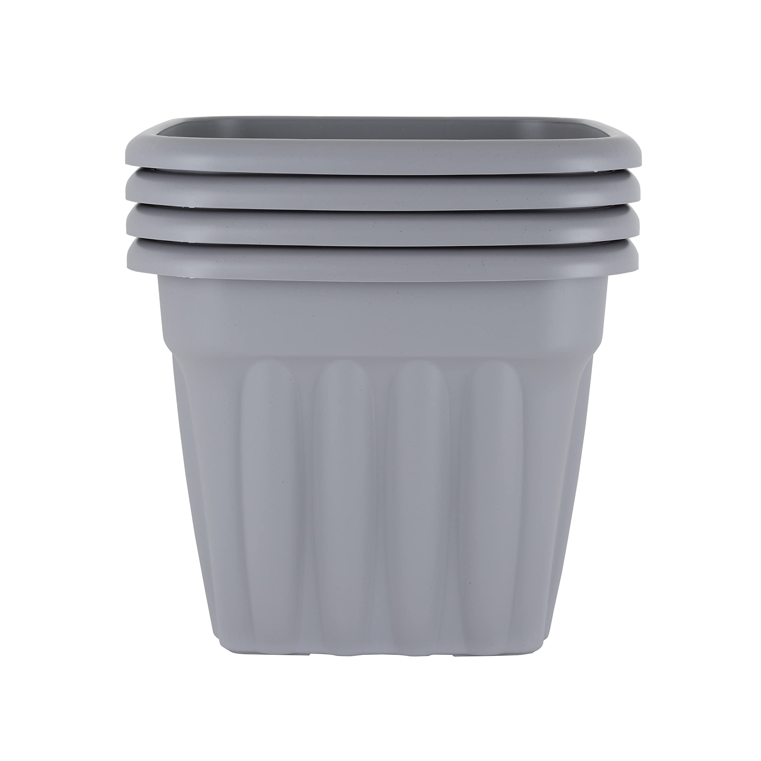 Wham Vista 4 x 49cm Square Plastic Garden Planters | 100% Recycled Plastic | Weather Resistant & Lightweight | Indoor & Outdoor Use | Drainage in UK - Upcycle Grey