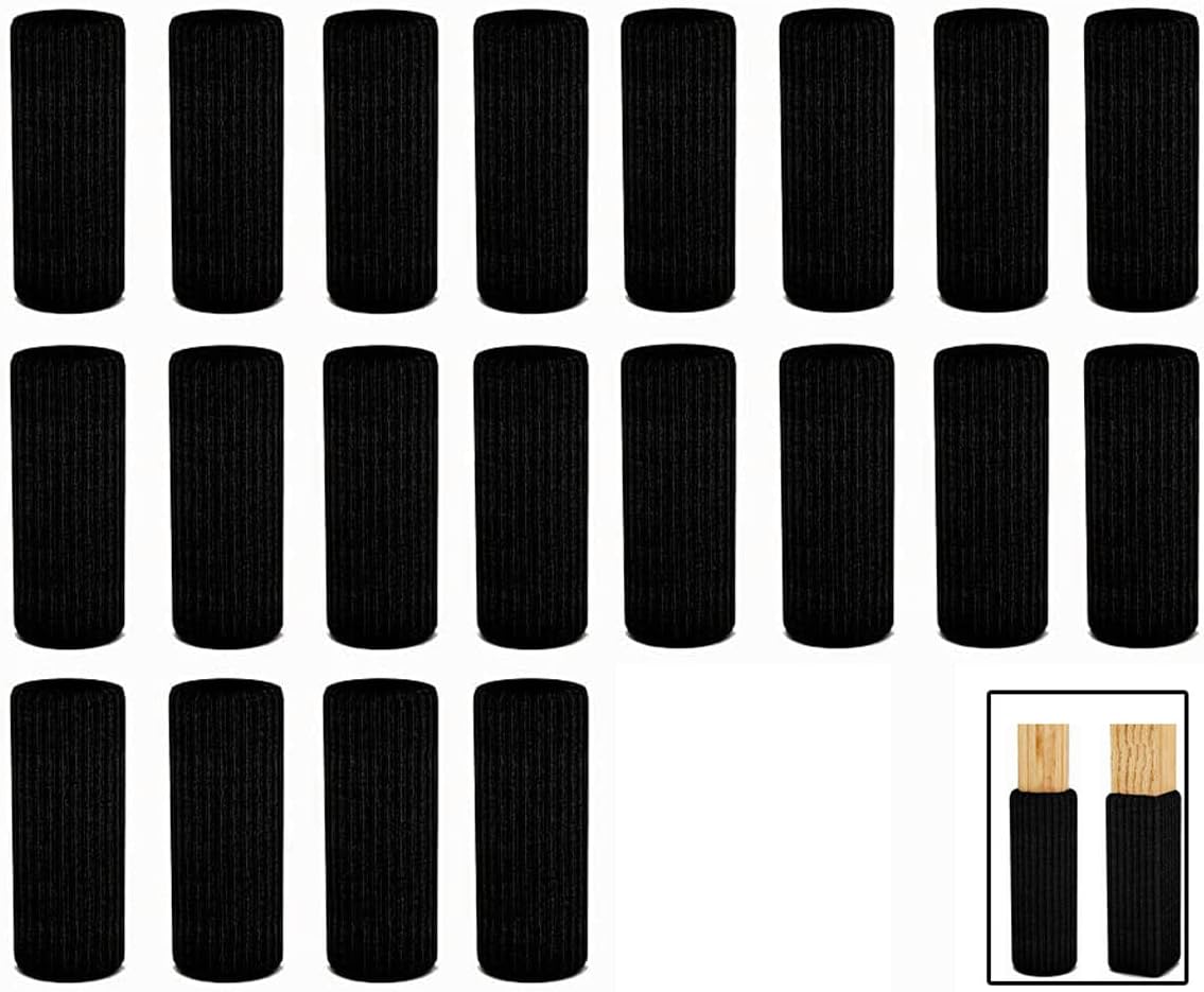 NEJLSD 20pcs Chair Socks for Hardwood Floors Knitted Furniture Socks Chair Leg Floor Protectors Chair Leg caps Protect Floors from Scratches and Reduce Noise (Black)