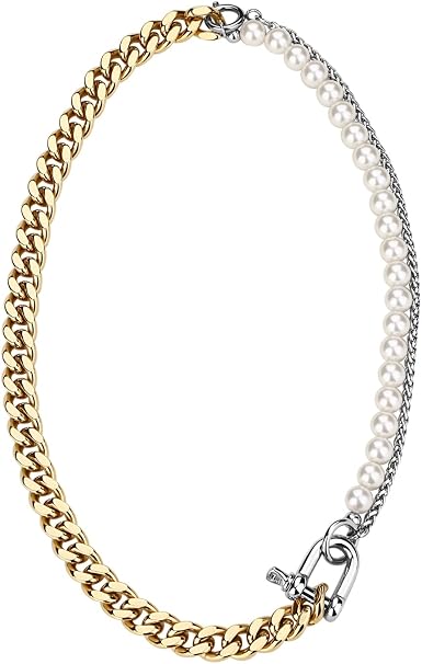 Cuban-Link Chain Pearl-necklace 