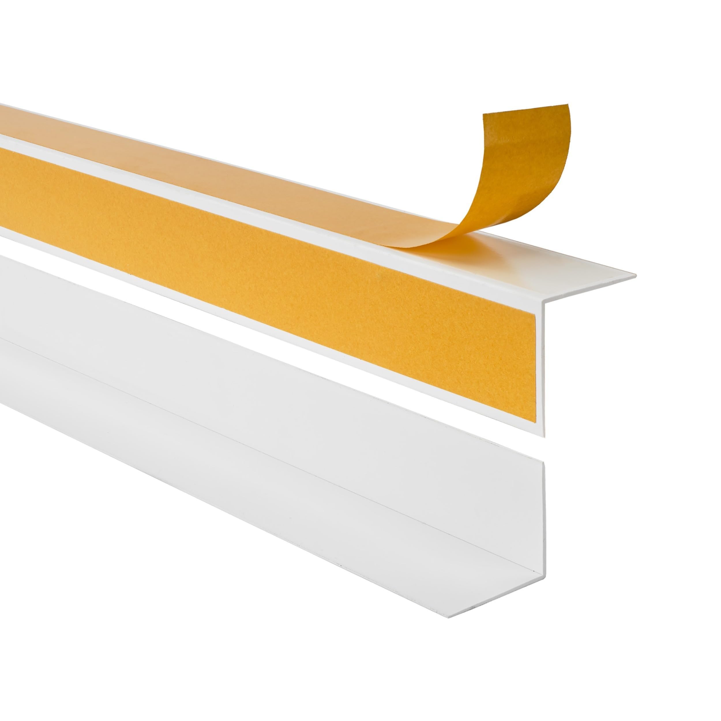 QUEST Kątownik twardy PVC 15x15 mm samoprzylepny, klejony po zewnętrznej stronie, ozdobny profil L kątowy, biały, 150 cm
