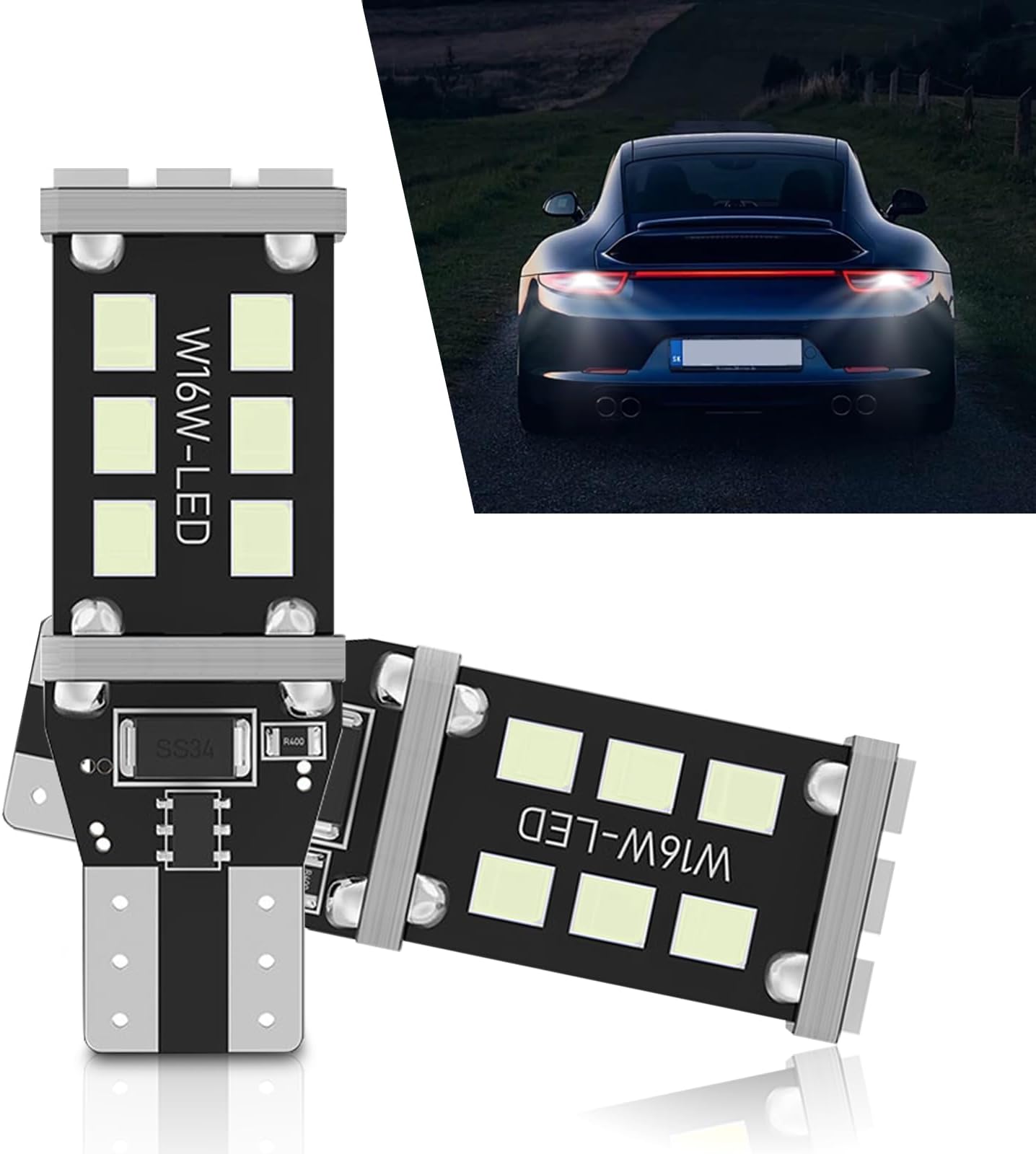 4 PCS Car T15 LED Decoded Reversing Light, 2835-15smd Bright Turn Signal Brake Light, W16W 912 921 906 Stable IC Drive Bulb Replacement, Universal Canbus Error-free Bulb for Car (Ice Blue)