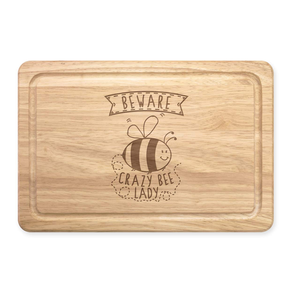 Beware Crazy Bee Lady Rectangular Wooden Chopping Board