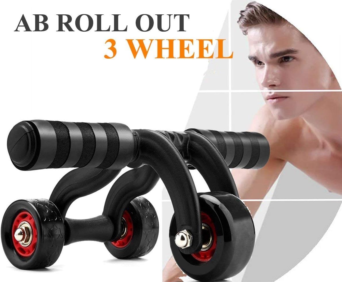 Srxes LXOICE Ab Roller 3-Wheel for Abdominal and Stomach Exercise Training with Knee Mat, Black