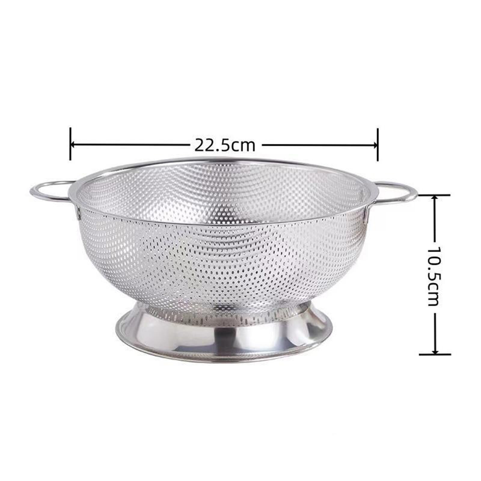 Colador de acero inoxidable con doble Mango, cesta coladora Pasta for alimentos Base anillo sólido autodrenante, filtro malla fina, 2 uds para Pasta Verduras y Frutas