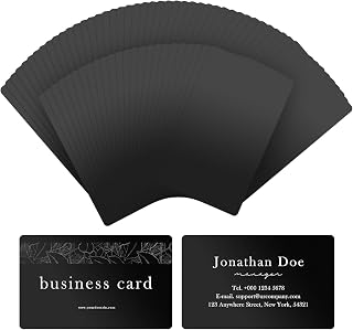 AUEAR, 50 Pack Metal Business Card Blanks Aluminum Cards Name for DIY Laser Engraving (Black)