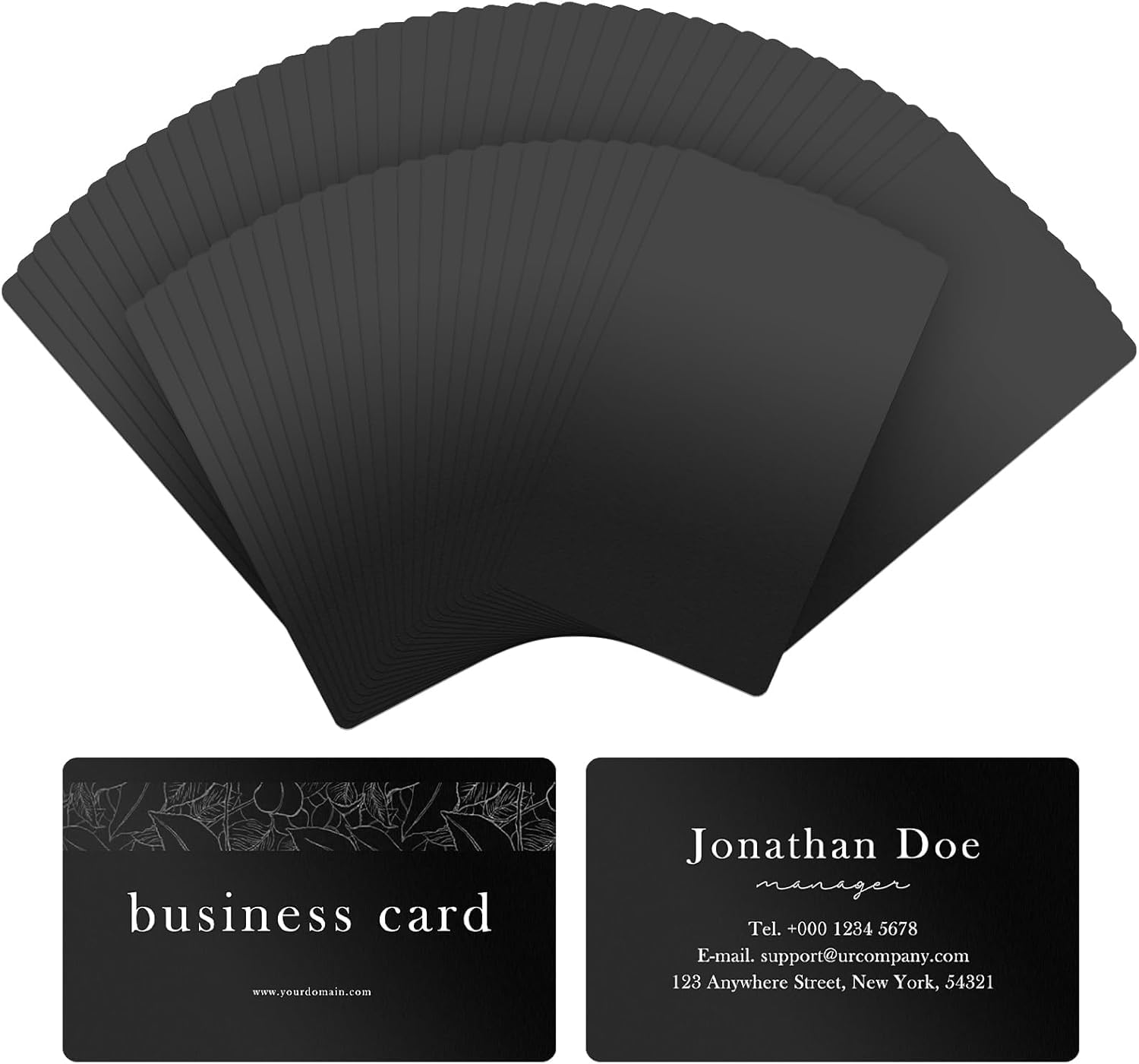 50 Stücke Metall Visitenkarten Blank Gravierte Aluminiumlegierung Dicke Für Kunden DIY Karten 5 Farben(Schwarz