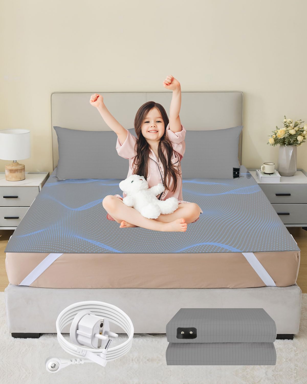 Tapis de terre pour un meilleur sommeil et des nuits sereines gris