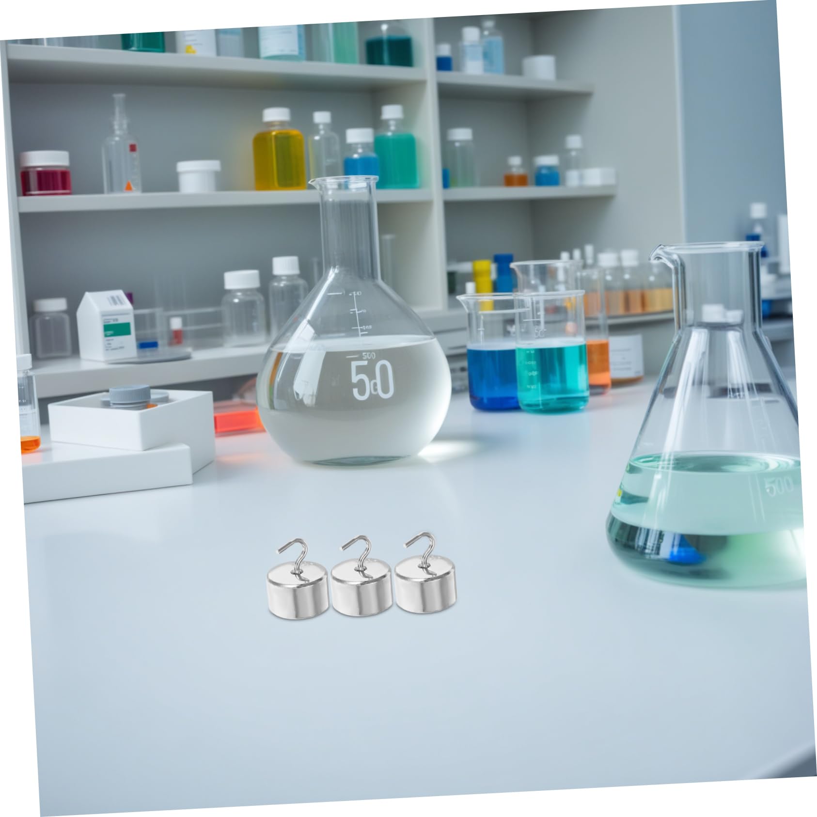 ULTECHNOVO 50 Piezas Pesas de Laboratorio Pesas Gancho de Hierro Cromado para Física de Estudio para Laboratorio de Ciencias