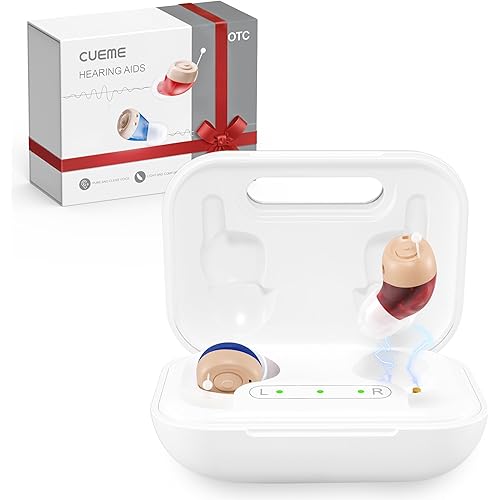 CUEME Hearing Aids - OTC Rechargeable Hearing Aids for Seniors, Clear Sound, Up to 48 Hours of Battery Life, 3 Sizes of Earbuds, Portable Charging Case Included, Automatic On/Off