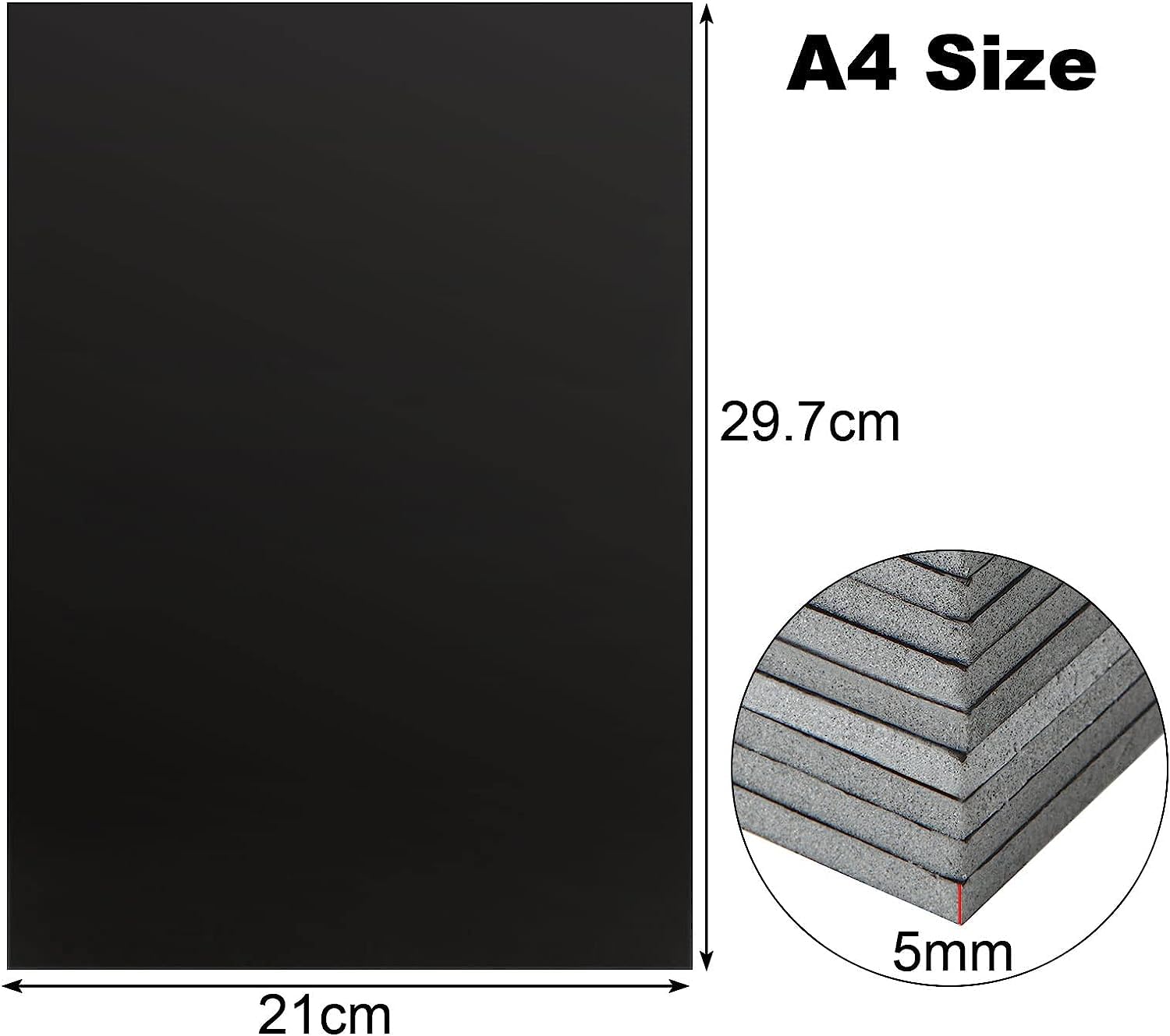 MIVIDE 24pcs Carton Plume A4, Carton Mousse Noir 30 x 21cm, 5mm Plaque de Polystyrène pour Montage, Artisanat, Publicité, Art, Affichage (Noir)