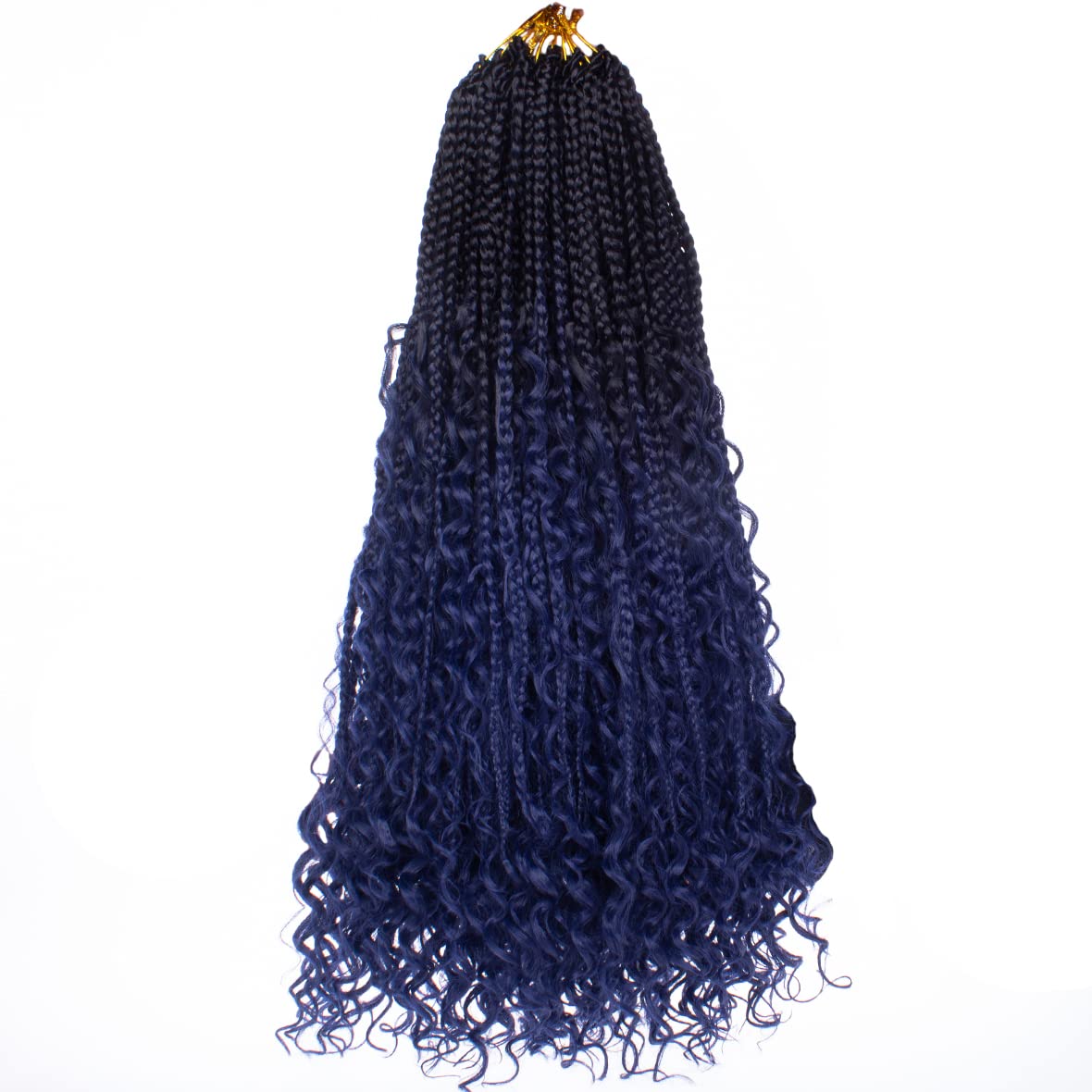 Beverlee 24 Inch 8 Packs Boho Box Braids Goddess Box Braids Crochet Hair Bohemian Hippie Braids Braiding Hair Box Braids with Curly Ends Messy