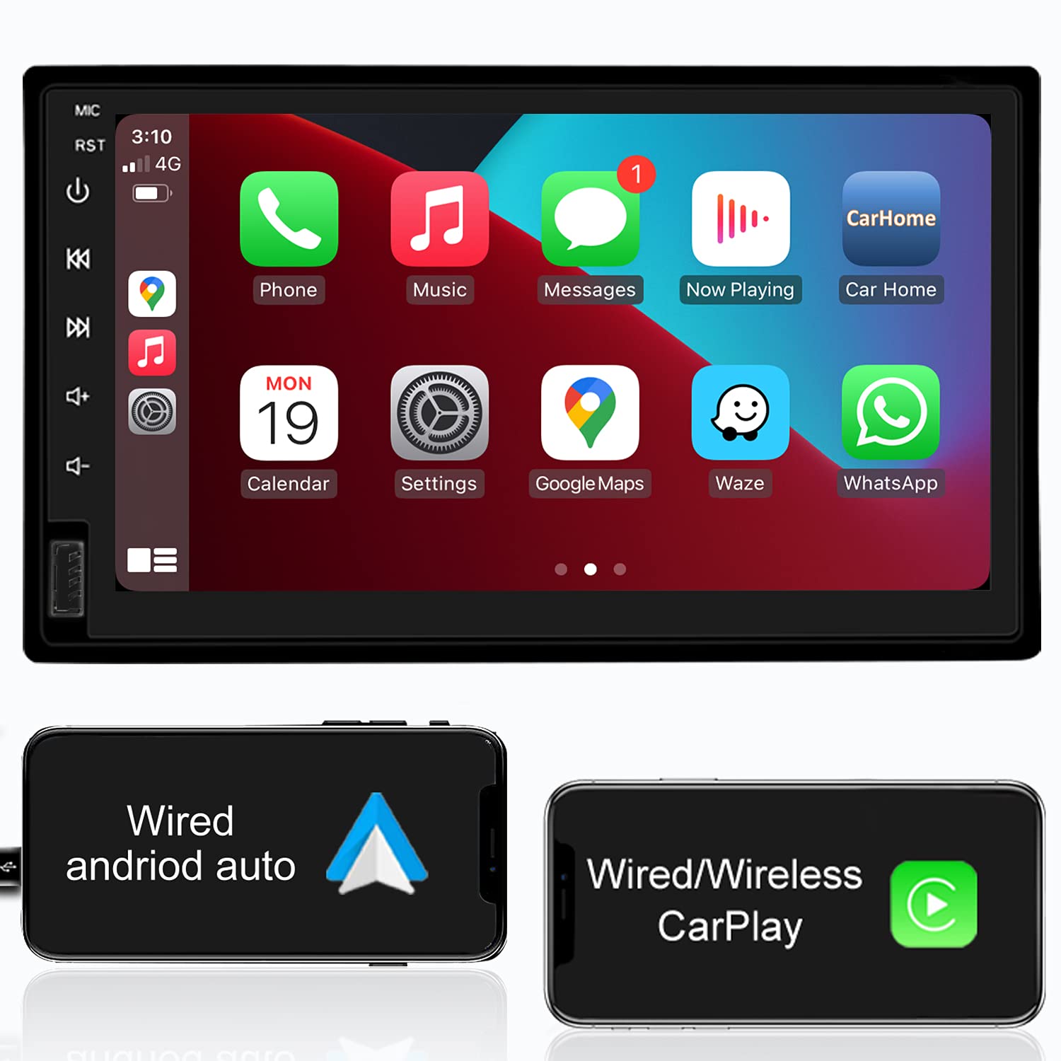 Buy WOIBUGEE Android 10 Car Stereo Wireless CarPlay Android Auto 2 Din