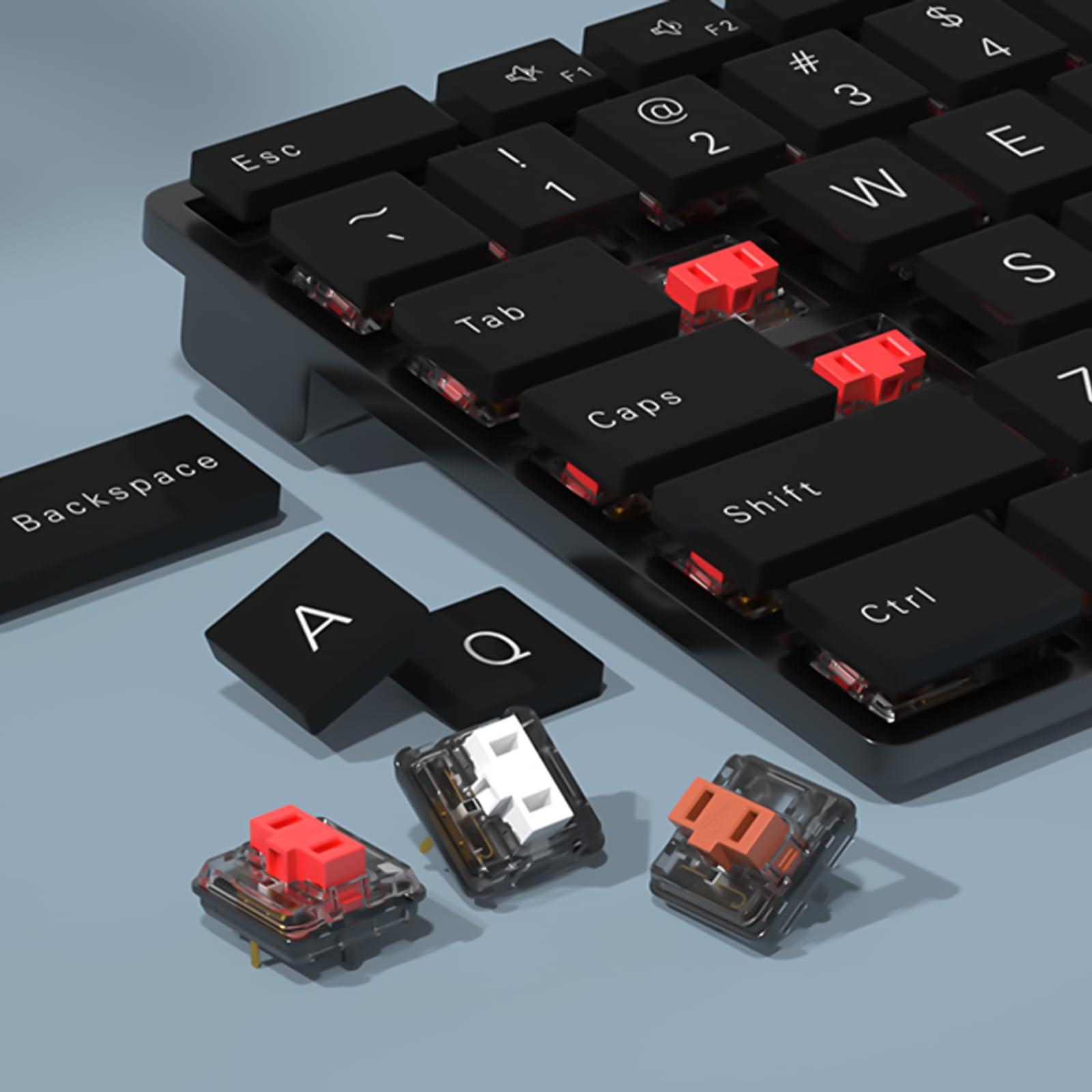 Zjmehty Kailh 1350 - Interruttori meccanici a basso profilo per tastiera meccanica, Clicky RGB/SMD (72 pezzi, bianco cioccolato)