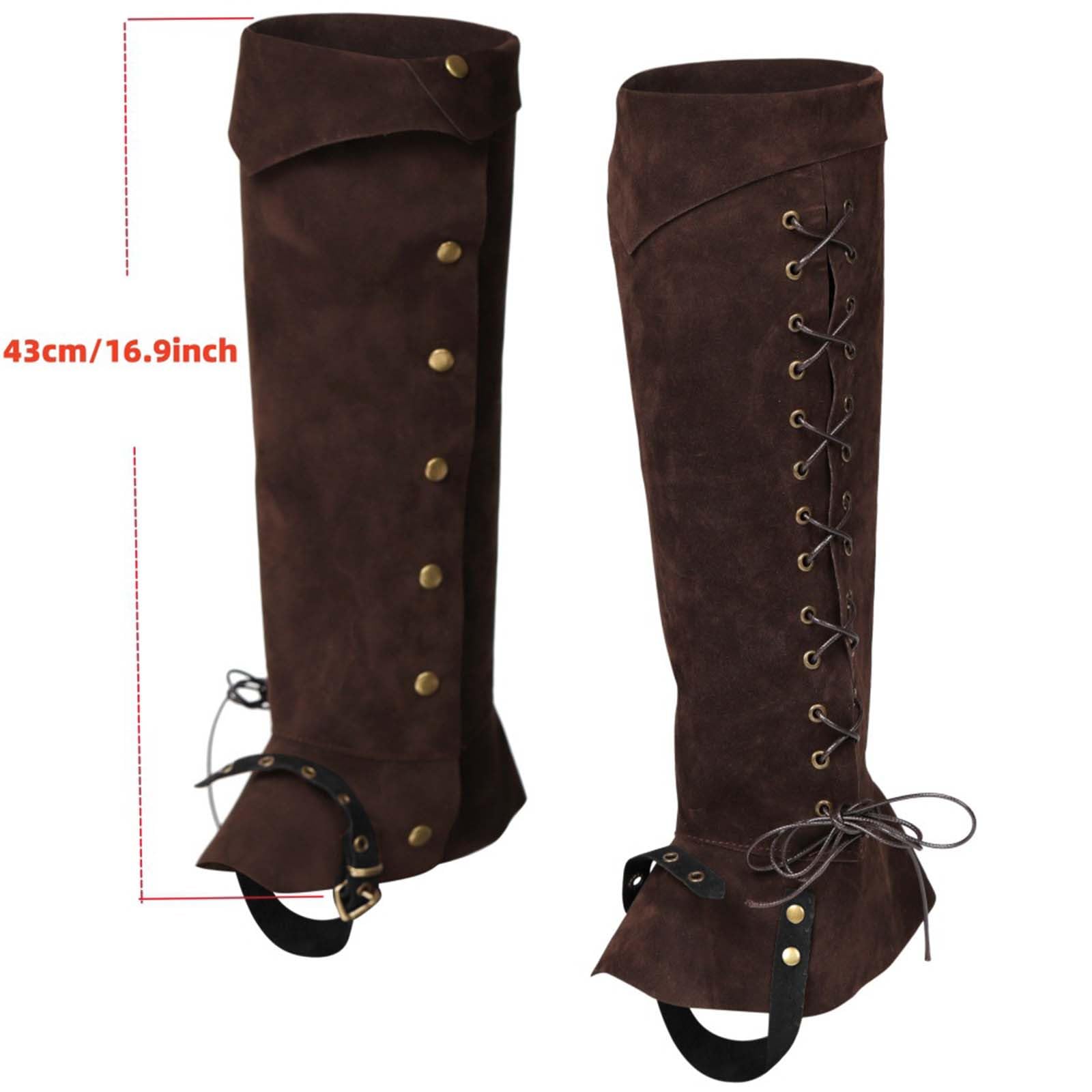 Generisch Botas medievales para cosplay, accesorios, piel sintética, correa punk, envoltura de pie para disfraces 2025